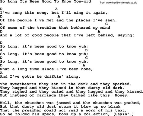 so long it's been good to know you lyrics